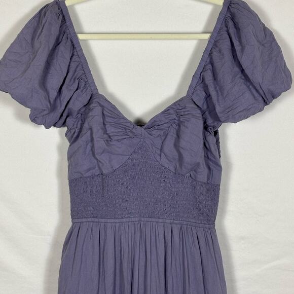 NWOT Free People Boho Sundrenched Smocked Puff Sleeve Maxi Blue Granite- M - Picture 8 of 14